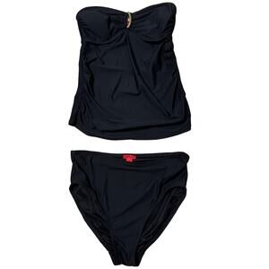 SPANX Strapless Takini Top Bikini Set Black Size 8